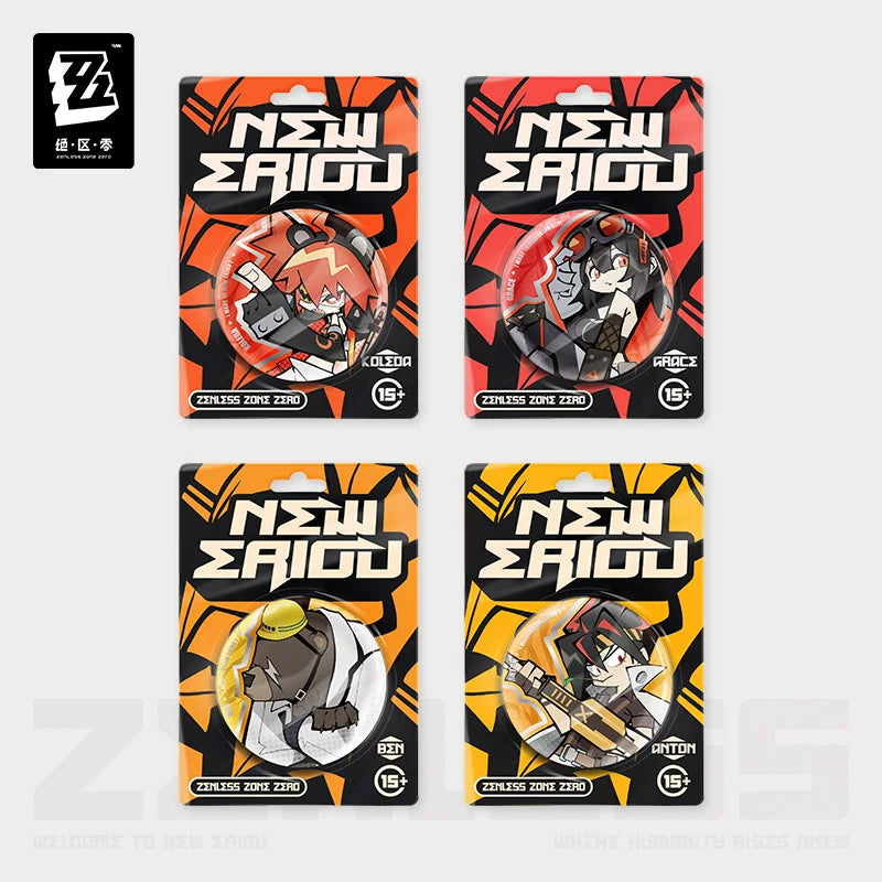 Zenless Zone Zero Official New Eridu Series Chibi Tin Badge – Belobog Heavy Industries - image 1